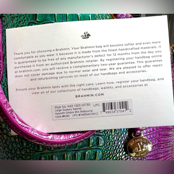 Brahmin NWT Large Duxbury Hyacinth Ombré Mini Leather Melbourne Bag (P041) - Picture 13 of 13